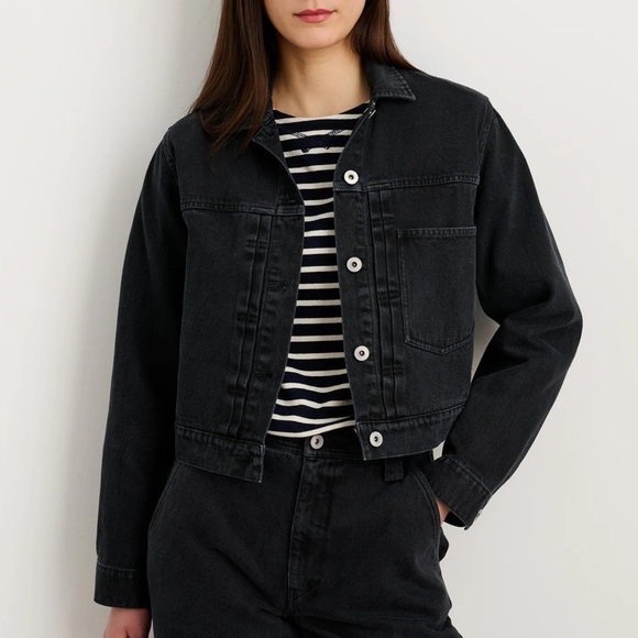 Alex Mill Trucker Jacket Washed Black Recycled Denim - Picture 2 of 6